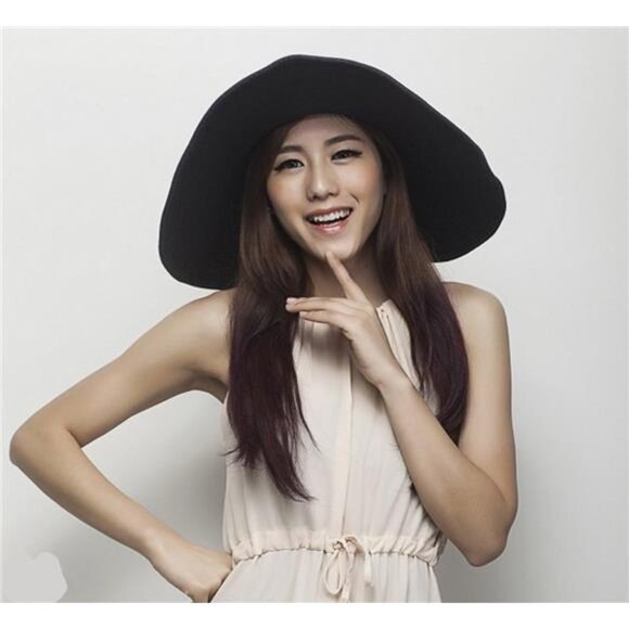 Women's Ridge Wide Floppy Brim Summer Beach SunHat Straw Cap Party Garden Travel - Picture 5 of 6